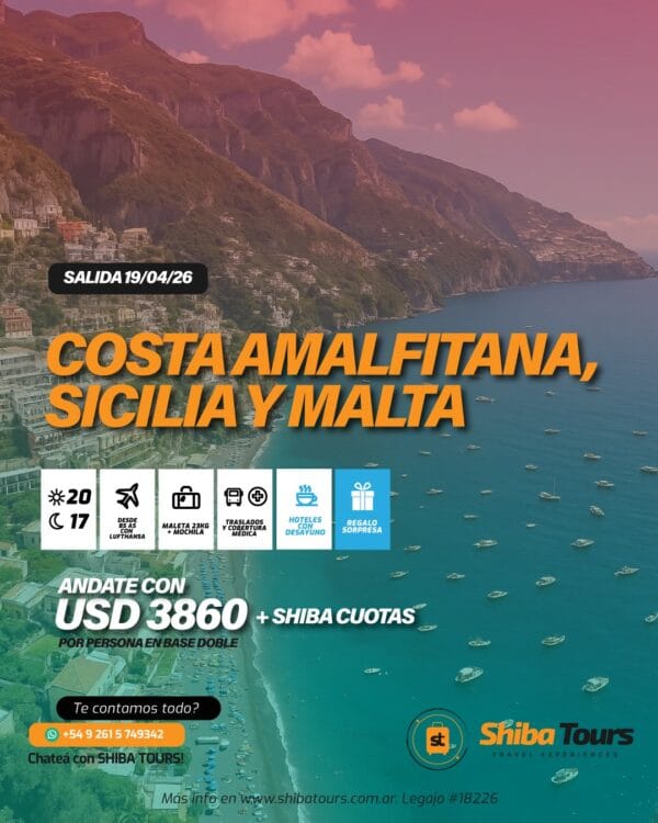 COSTA AMALFITANA, SICILIA & MALTA