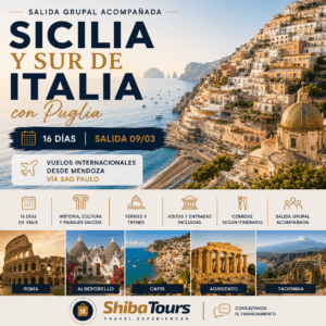 SICILIA Y SUR DE ITALIA CON PUGLIA DESDE MENDOZA SALIDA 09/03