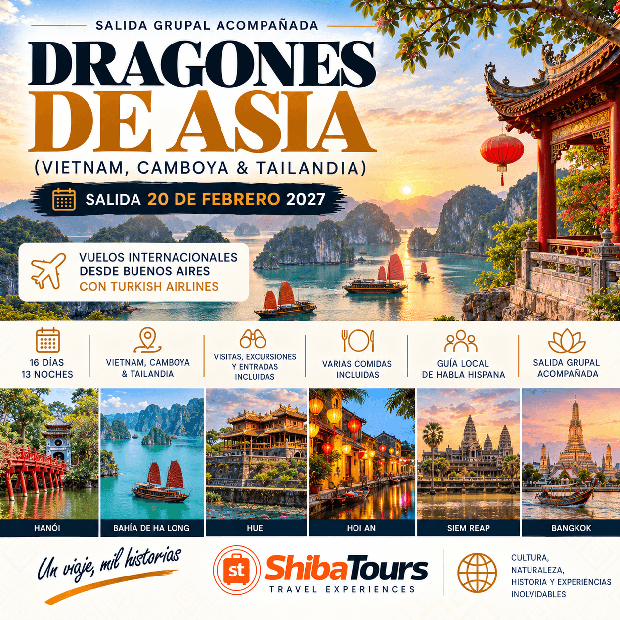 DRAGONES DE ASIA (VIETNAM, CAMBOYA & TAILANDIA) 20/02/2027